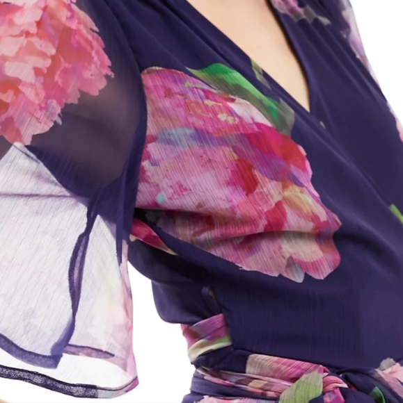 Hope & Ivy Navy & Rose Wrap Dress Size Medium - Picture 3 of 8